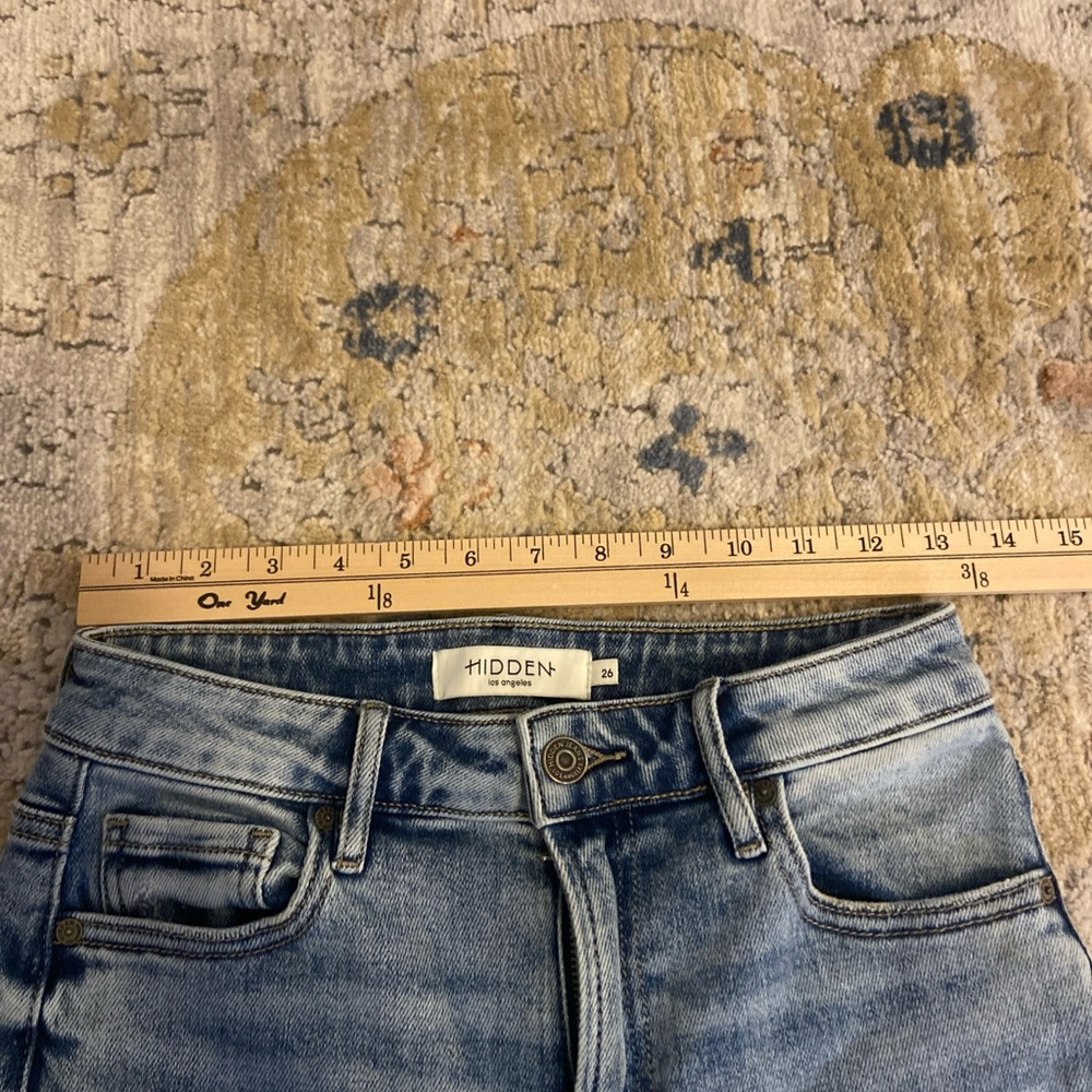Hidden Los Angeles Jeans Womens 26 Raw Hem Stretch High Rise Light Wash Wide leg - Picture 5 of 13